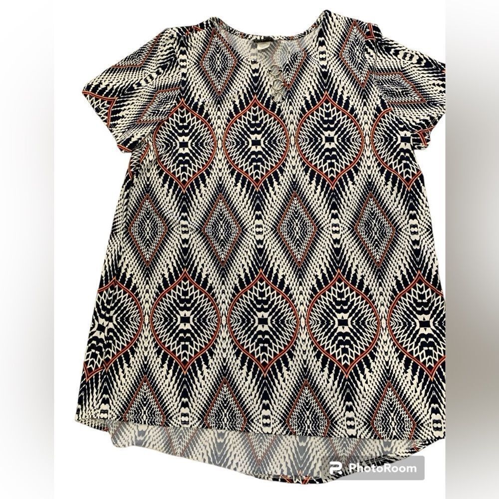 Anthony Richards short sleeve mini dress / tunic. Size: 1X. High-low hem.